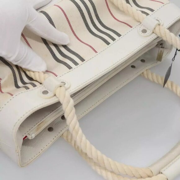 BURBERRY Hand Bag Canvas White Auth - Picture 7 of 16